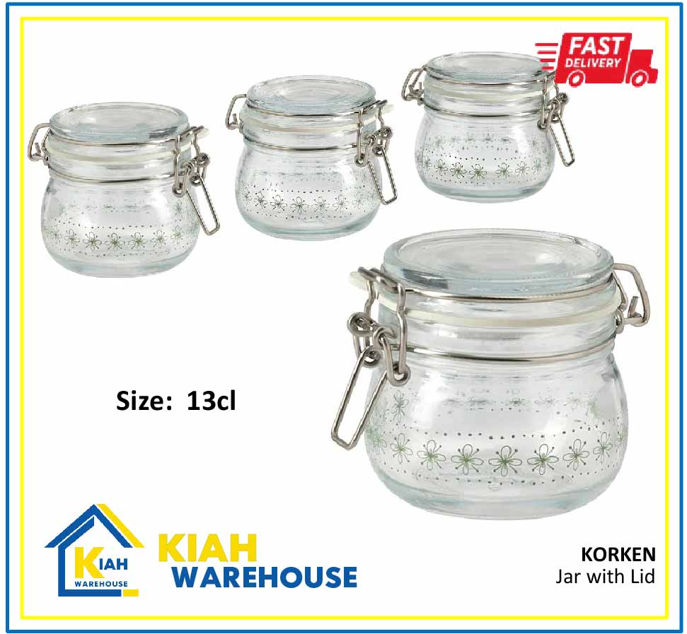 Pcs Food Storage Korken Cl Airtight Glass Jar With Lid Canister