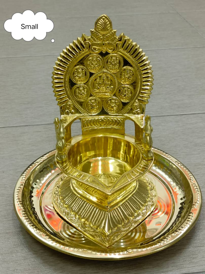 Pure Brass Ashtalakshmi Vilakku With Brass Plate Gold Polished Lazada