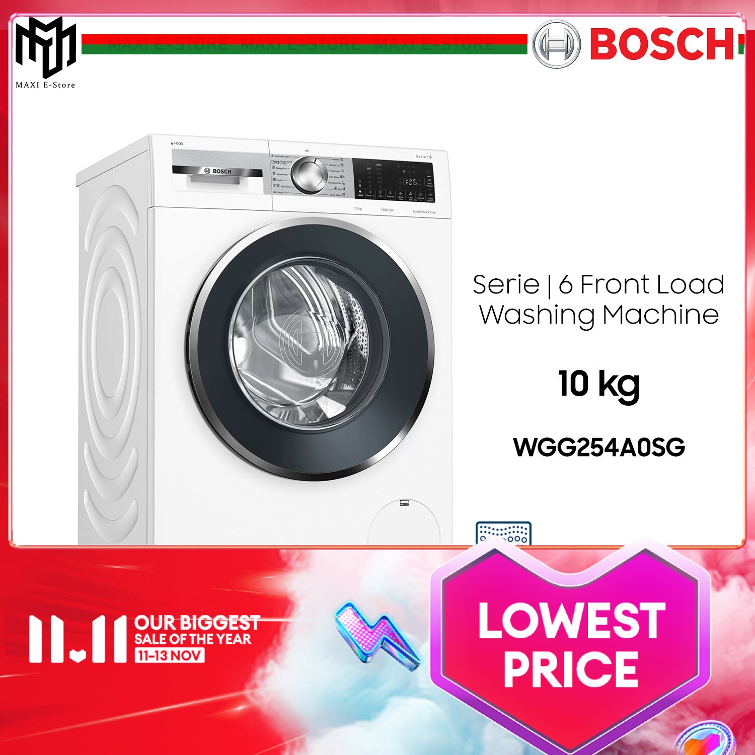 Bosch Serie Wgg A Sg Front Load Washing Machine With Allergyplus