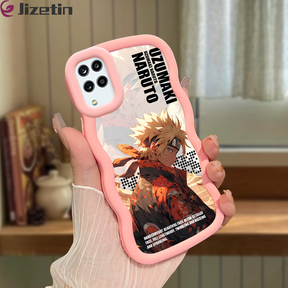 Jizetin for Samsung A12 A12 5G M12 Back Cover Handsome Naruto Macaron Bright Color Wavy Shape Soft Mobile Phone Cases