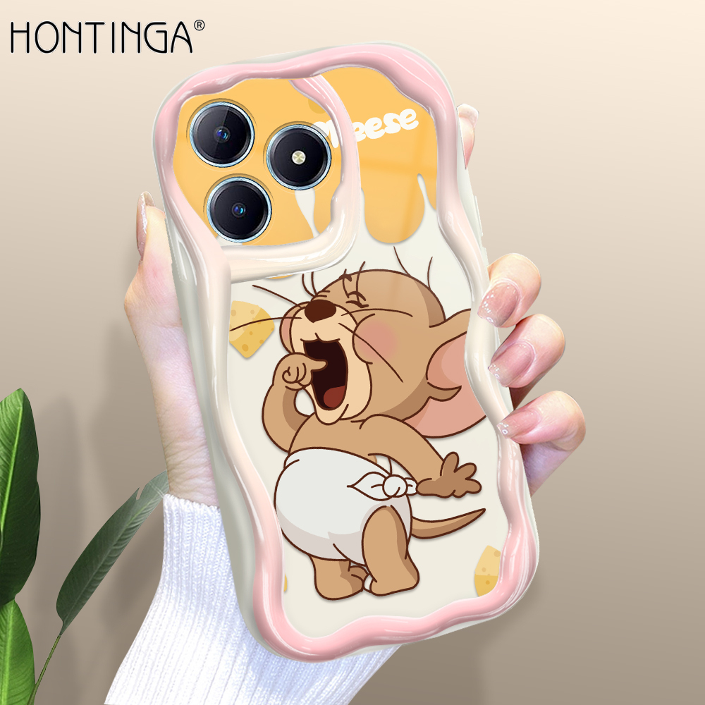 Hontinga for Realme C61 C63 Back Cover Tom and Jerry Soft Texture Phone Case Wavy Edge Silicone Cover