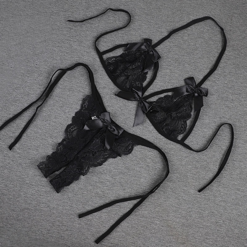 ECMLN Hollow Lace Bra Sets For Women Sexy Lace Bra Panties Suspenders Lingerie Sets One Size