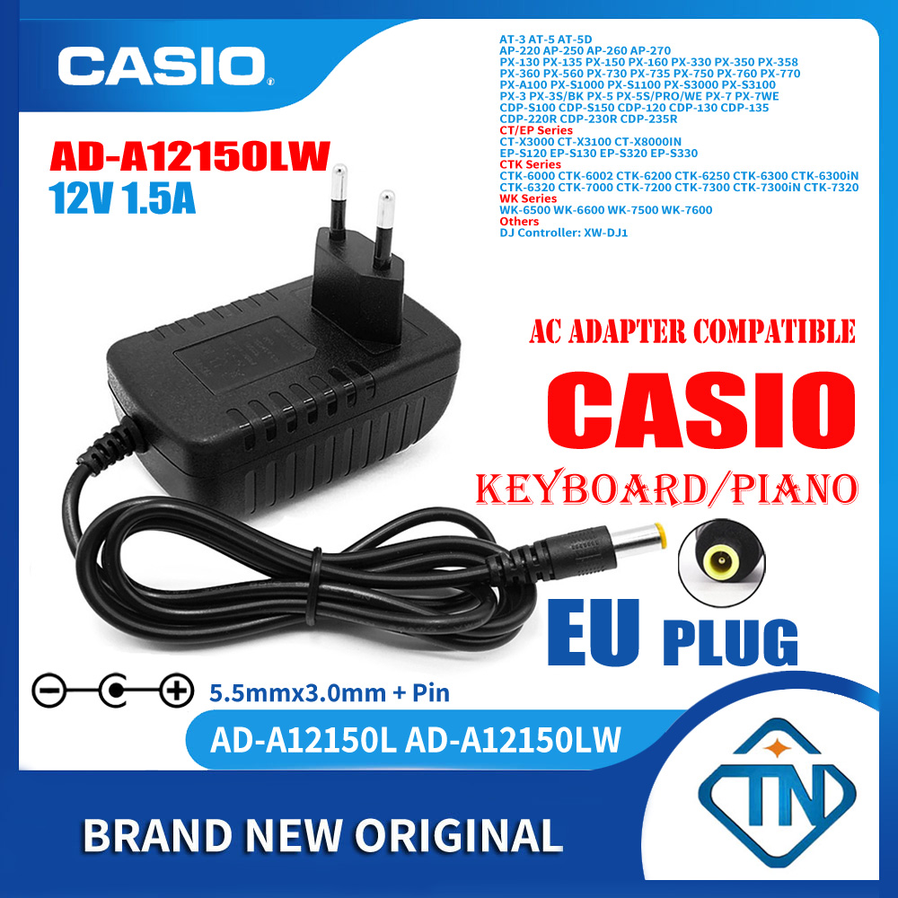 12V 1 5A AC DC อะแดปเตอร AD A12150LW สำหรบ Casio CTK 6320 CTK 7000