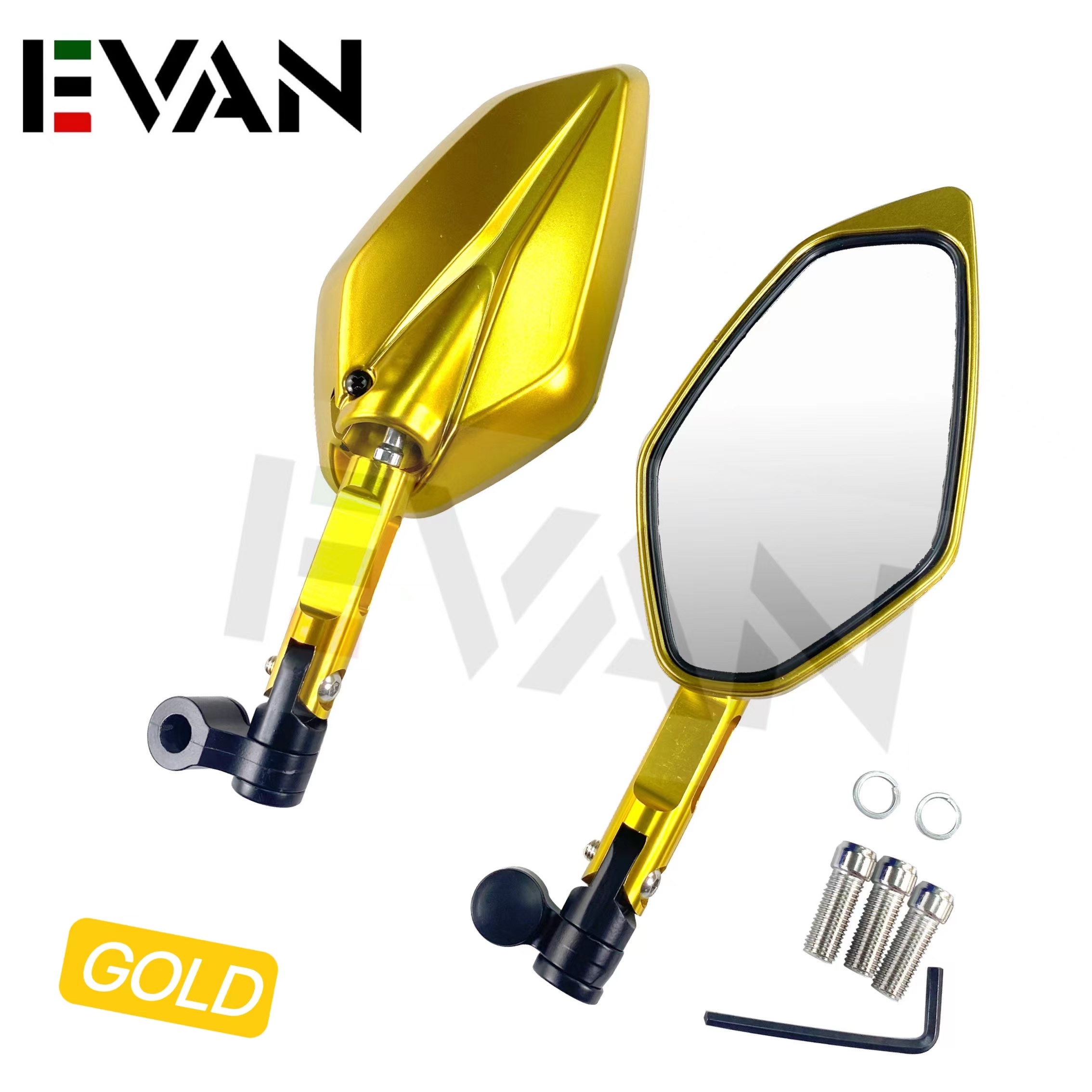 Full Color Side Mirror Universal Short Stem Half Cnc Side Mirror For