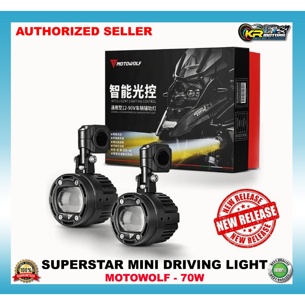 Motowolf SuperStar Mini Driving Light 70W W Switch Wire Harness For