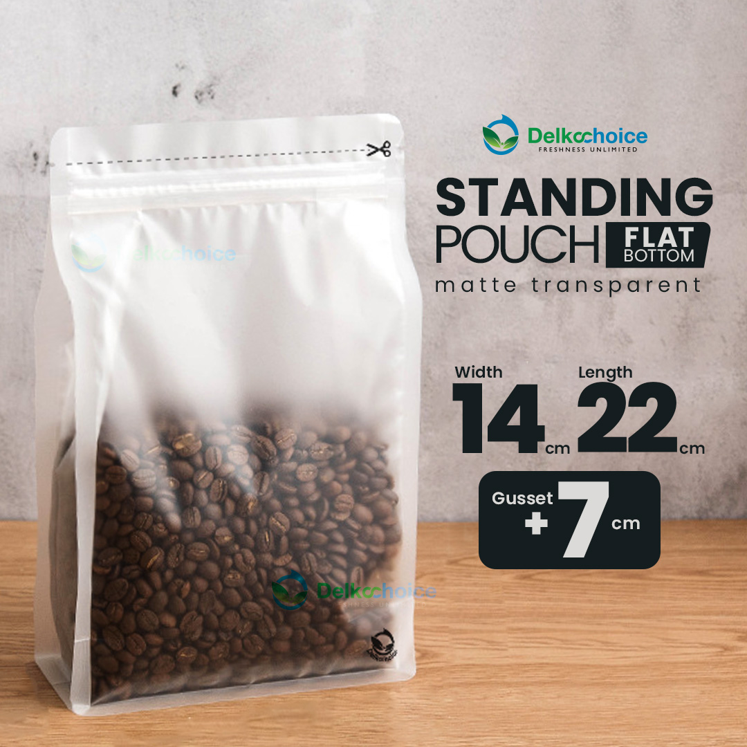 1 PACK ISI 50 PCS STANDING POUCH FLAT BOTTOM MATTE KEMASAN SNACK