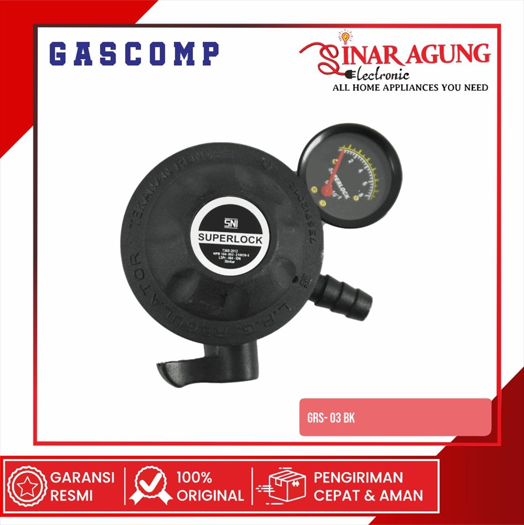 REGULATOR GAS METER KLIK ON GASCOMP SUPERLOCK GRS 03 SUPER BLACK