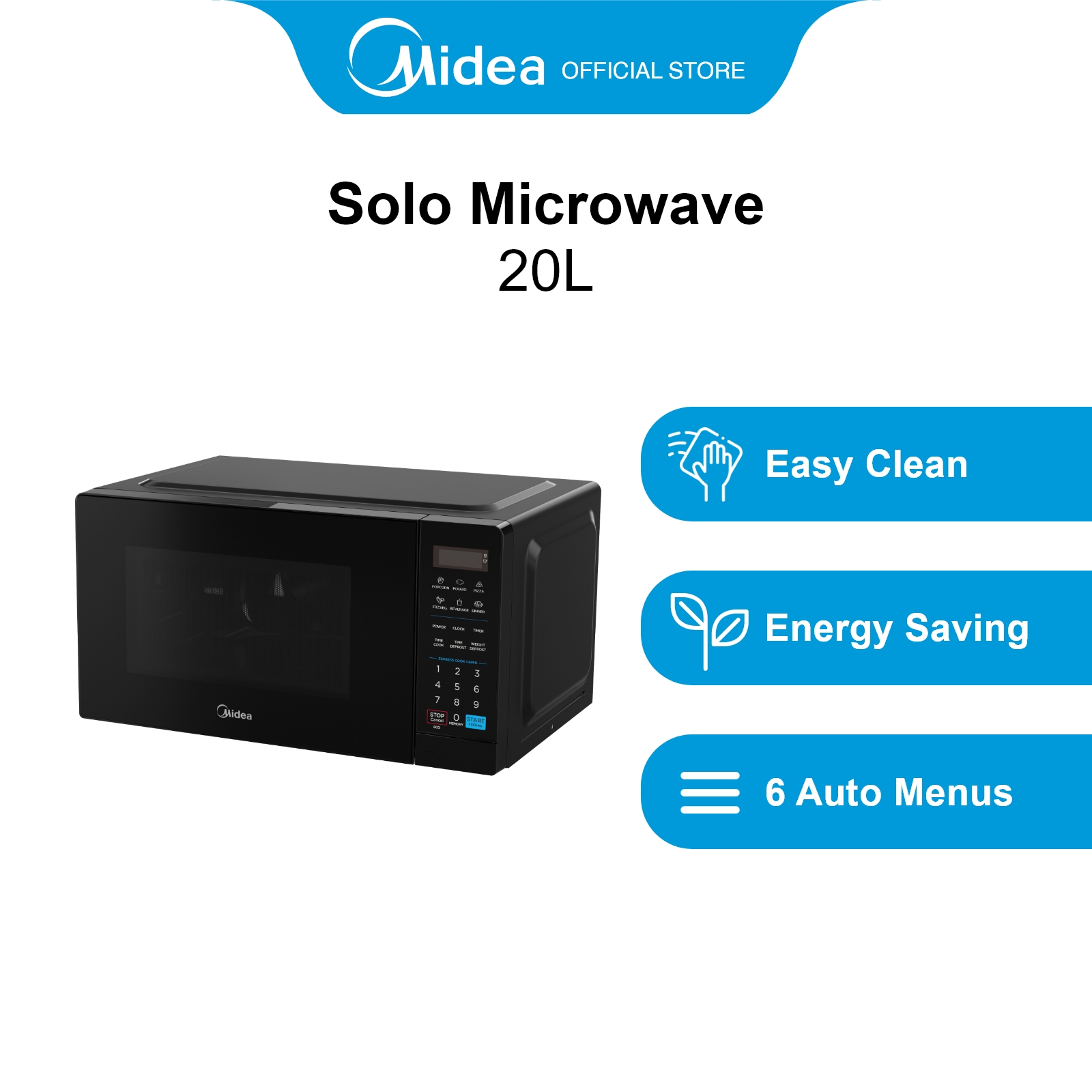 Midea Mmo Am Mz Bk Black Solo Microwave Oven L Lazada Singapore