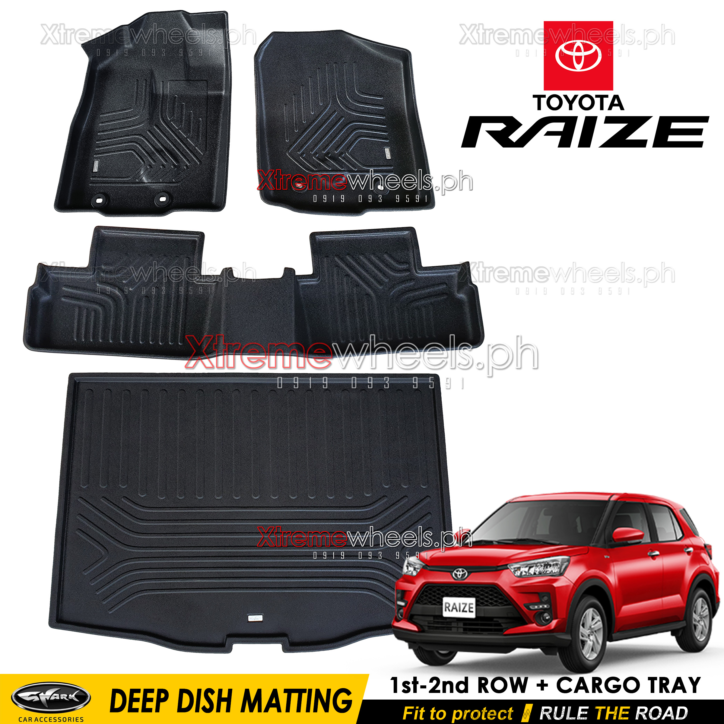 Toyota Raize 2022 2024 1st 2nd Row With Cargo Tray SHARK Floor Liner