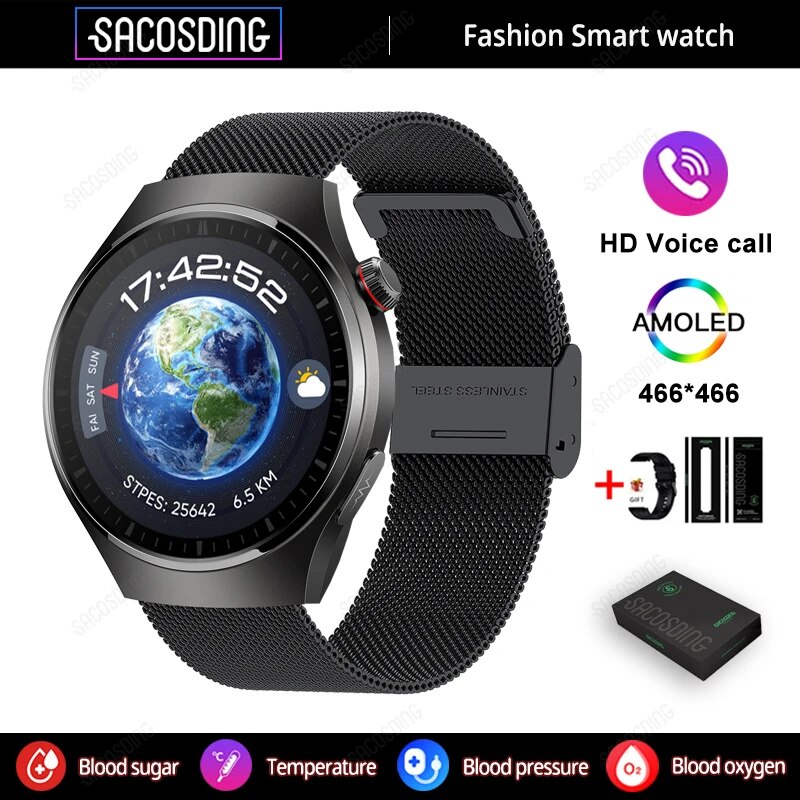 KFKTJ 2024 Blutzucker Smartwatch EKG Ppg Bluetooth Anruf 466 466 Amoled