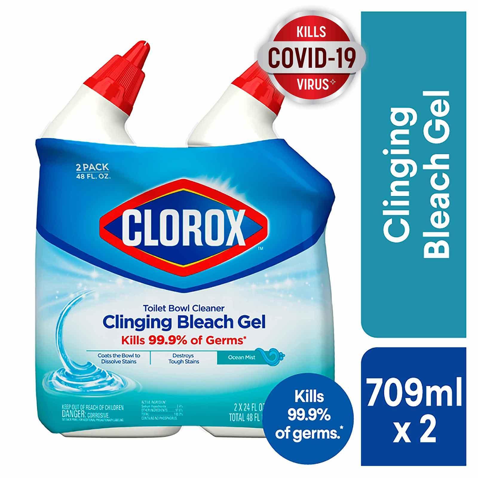 Clorox Toilet Bowl Cleaner With Clinging Bleach Gel Twin Pack Ocean