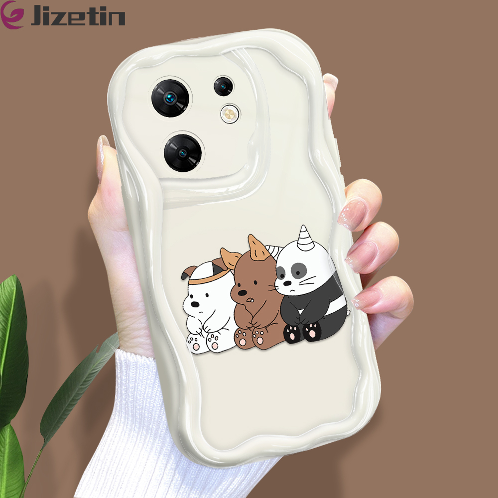 Jizetin for Infinix Zero 30 4G Back Cover We Bare Bears Cream Wavy Edge Soft Silicone Phone Case