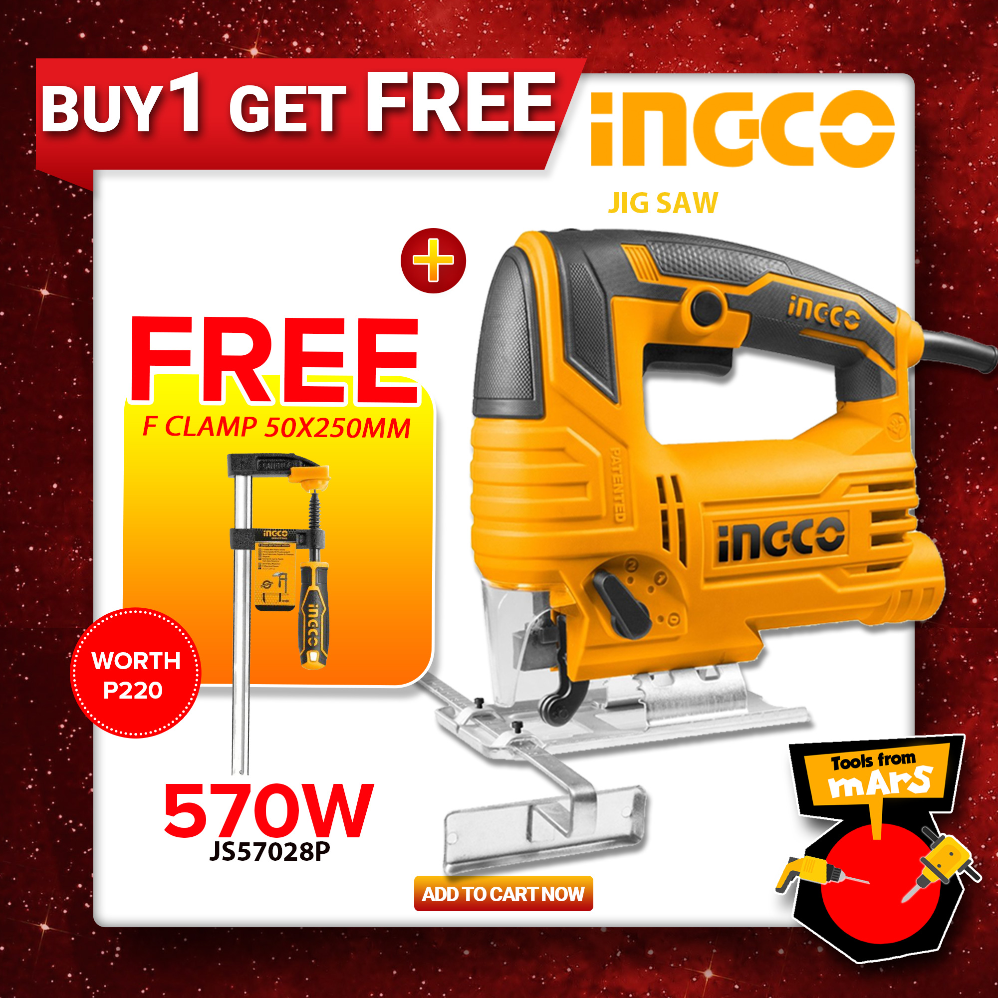 INGCO Electric Jig Saw Jigsaw 570W With 3 Blades JS57028P FREE F