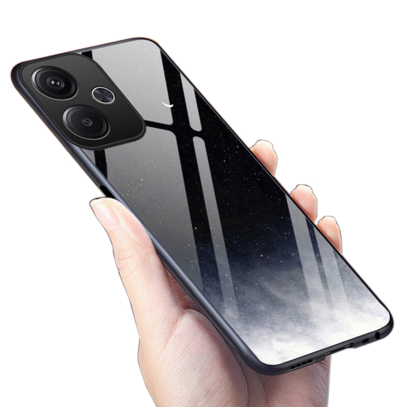 Phone case For Xiaomi Poco M6 Back Cover Tempered Glass mirror Protector Starry Sky Couple For Back cover For Xiaomi Poco M6 4G case