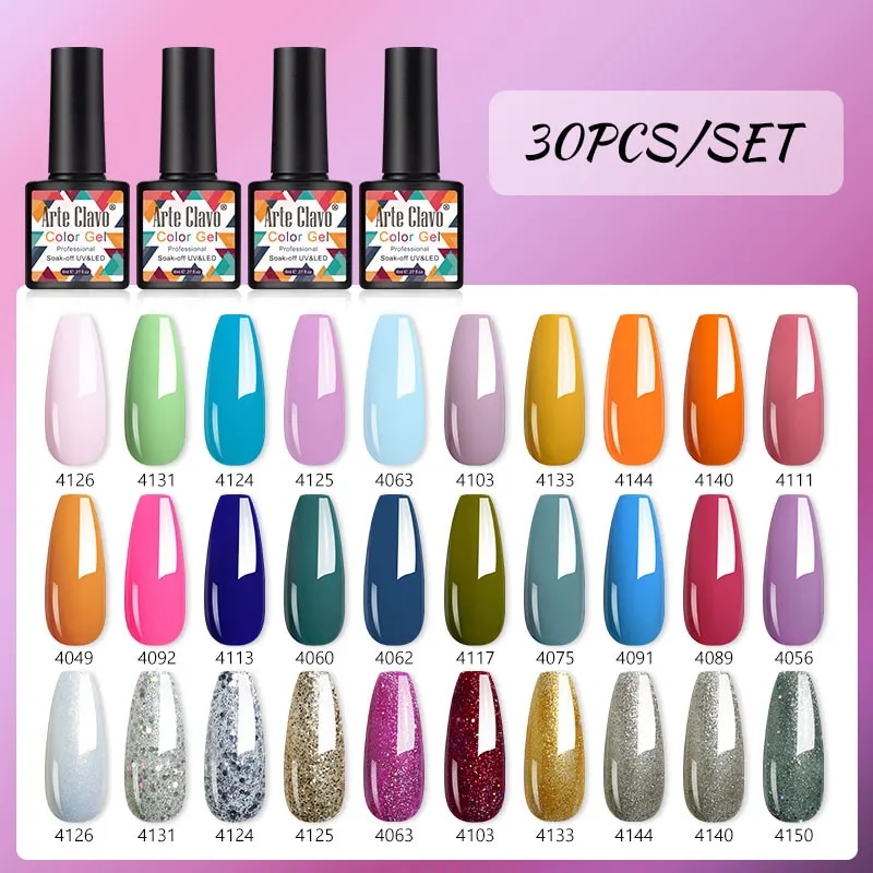 Arte Clavo Pcs Set Ml Gel Summer Semi Permanent Polish Bright Uv Led