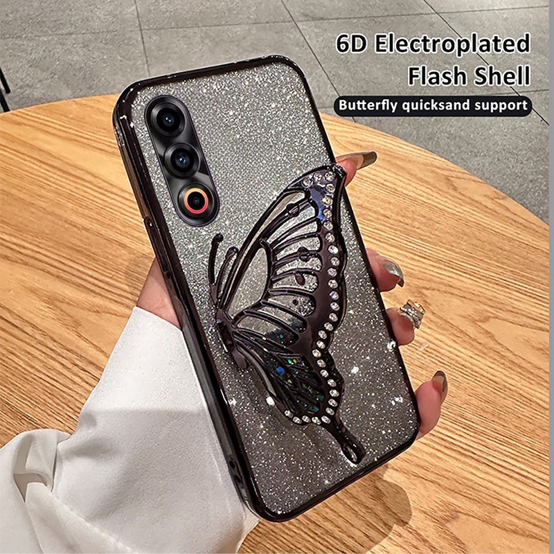 New Phone case Meizu 21 Note 21 Pro 20 Pro Back cover Diamonds butterfly holder shiny hourglass of quicksand transparent soft silicone For Meizu20 Pro Meizu21 Note Meizu21 Pro Case