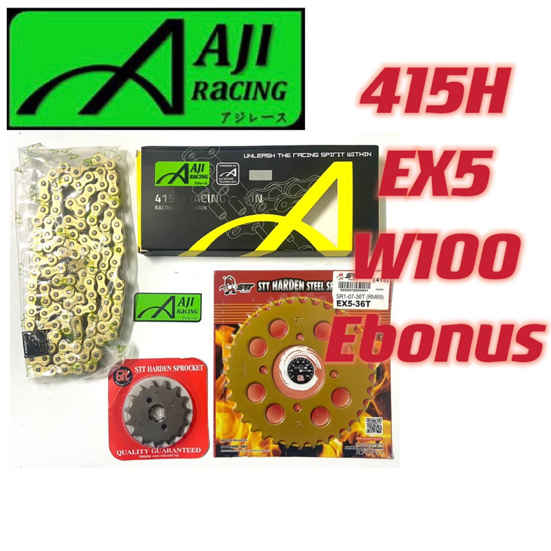 415 AJI H EX5 W100 415H AJI REAR SPROCKET SETS GOLD CHAIN HARDEN