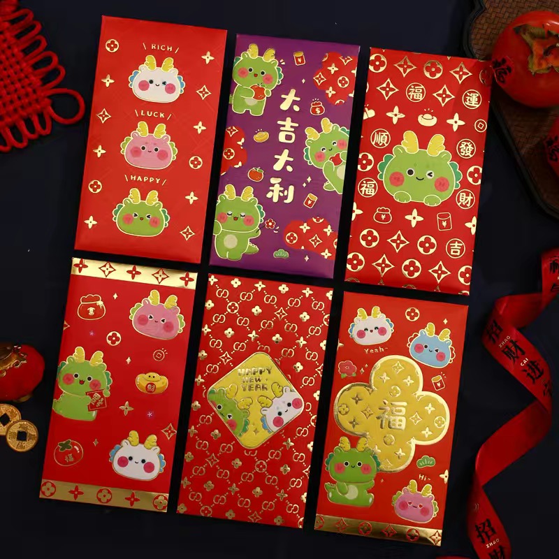 Pcs Pack Cartoon Red Packet Cny Angpao Angpau Angpow Lucky Money