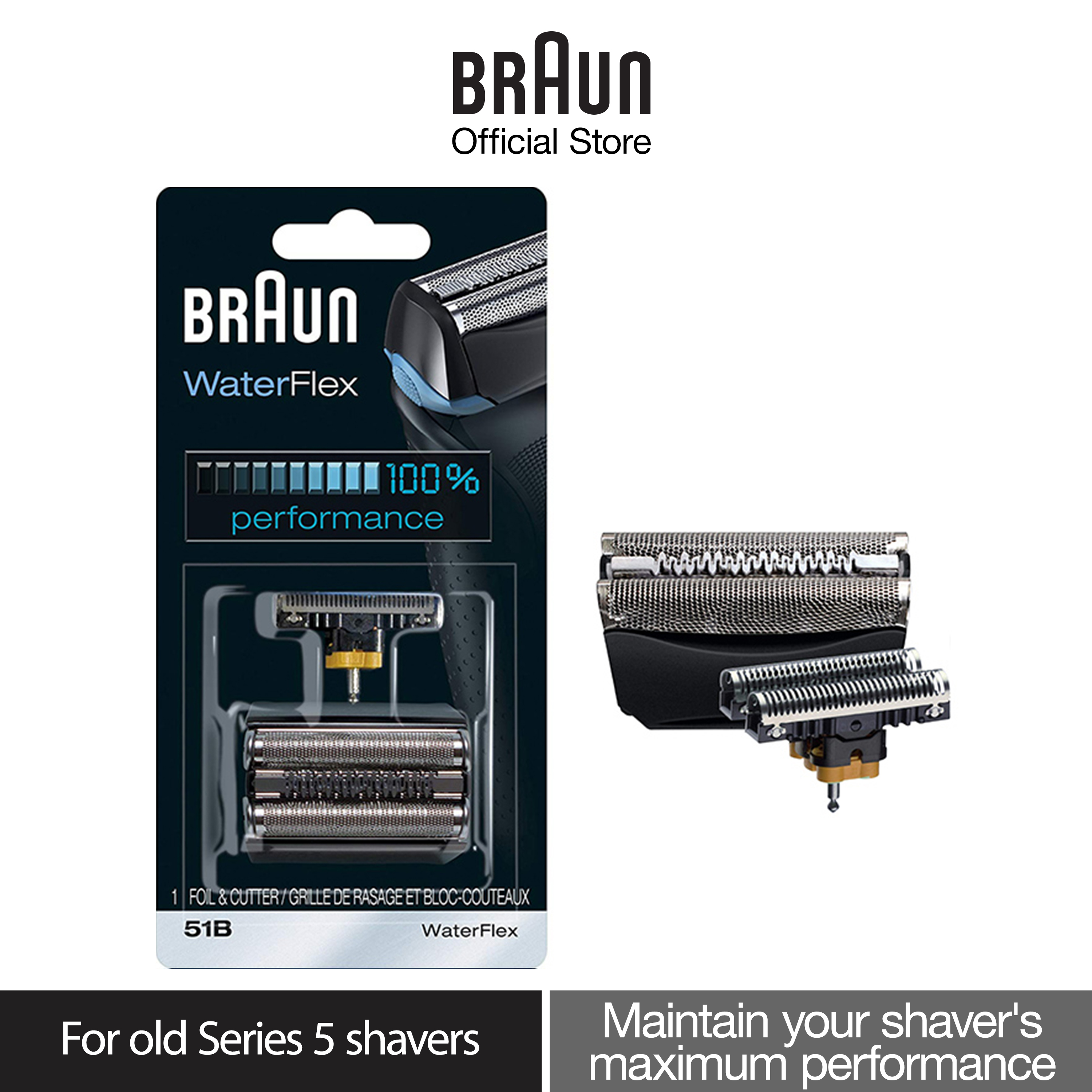 Braun Waterflex 51B Electric Shaver Head Foil Cutter Replacement