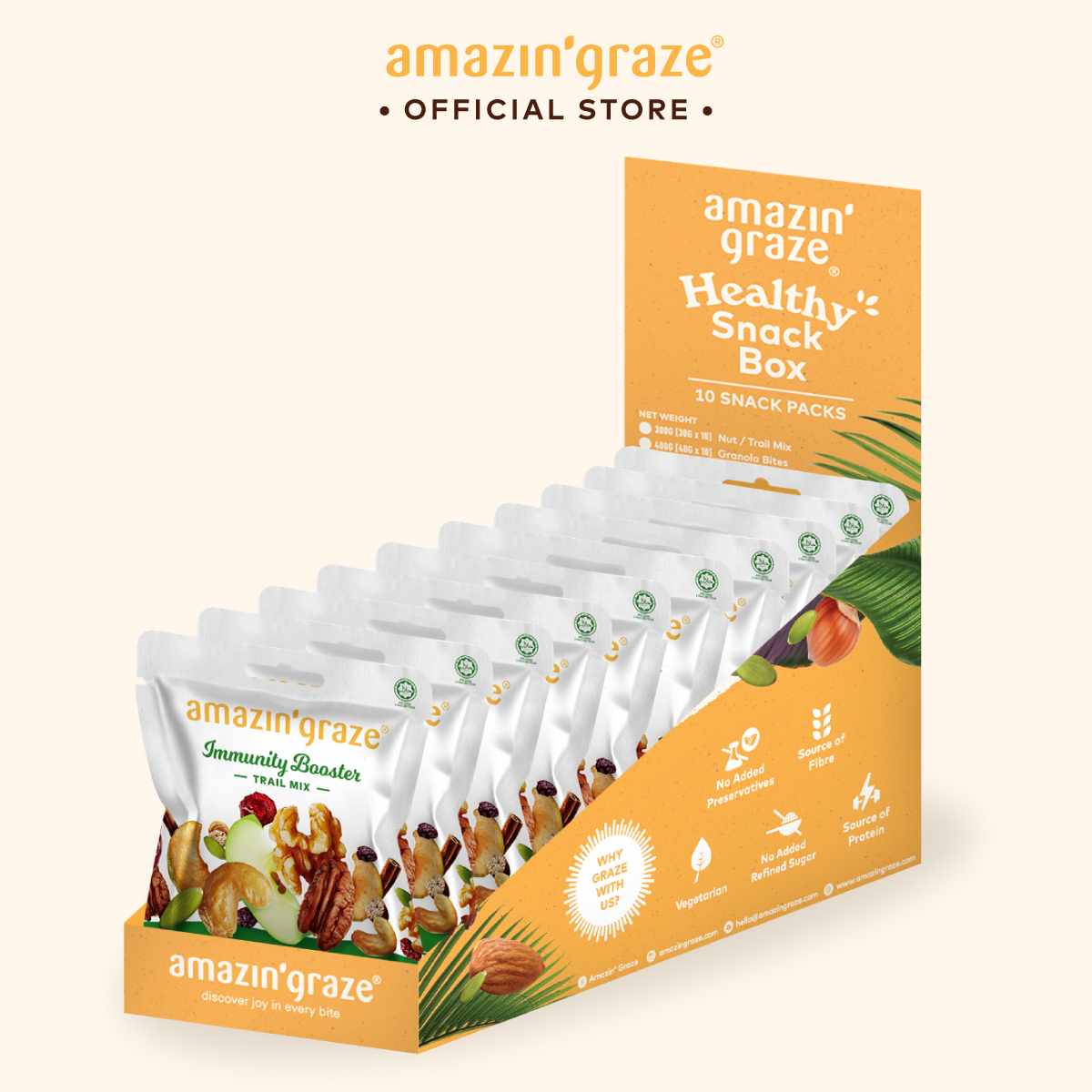 Bundle Of 10 Amazin Graze Immunity Booster Mini Trail Mix 10 X 30g