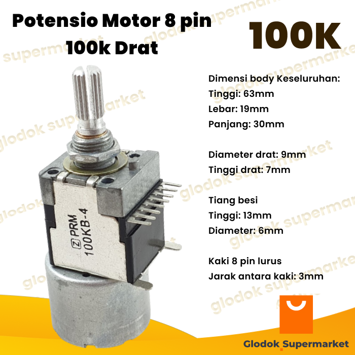 Potensio Motor 8 Pin 100k Drat Stereo Kaki 8 Lurus 104 Lazada Indonesia