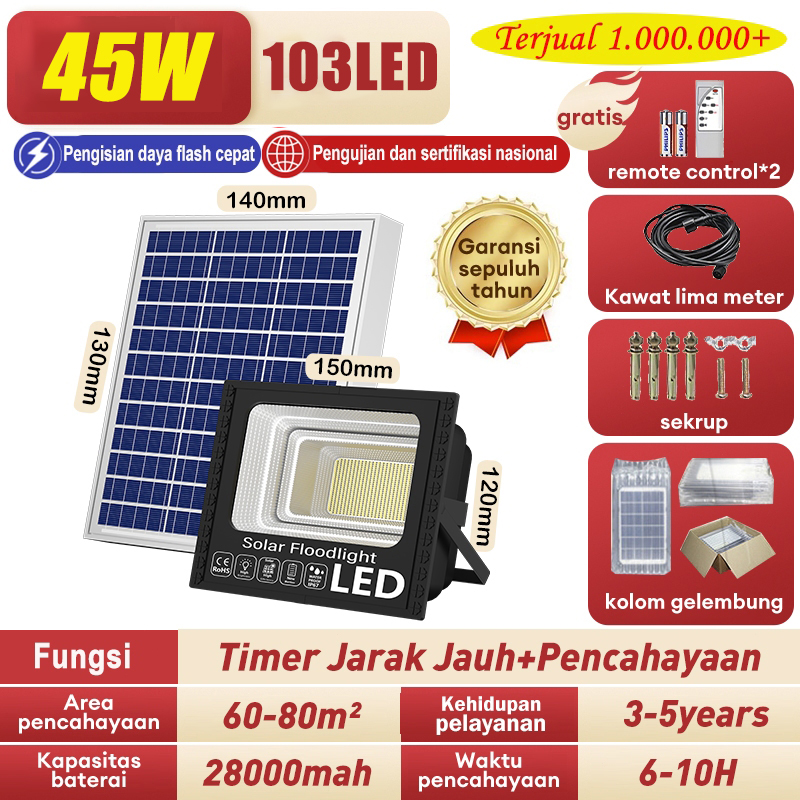 Garansi 10 Tahun Lampu Tenaga Surya Lampu Solar Panel Tahan Air IP67