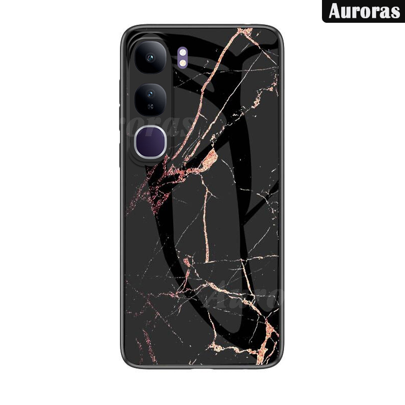 Phone cover For Vivo V40 Lite case shell Fashion Marble Pattern Phone Case Tempered Glass Protected Soft Silicone Bumper For Vivo V40 V40 Pro Cases Housing