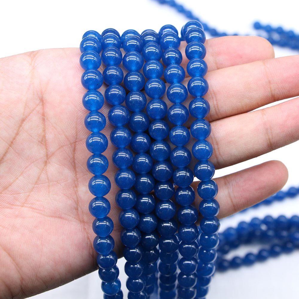 Strand Lot Mm Natural Agat Stone Bead Blue Round Loose