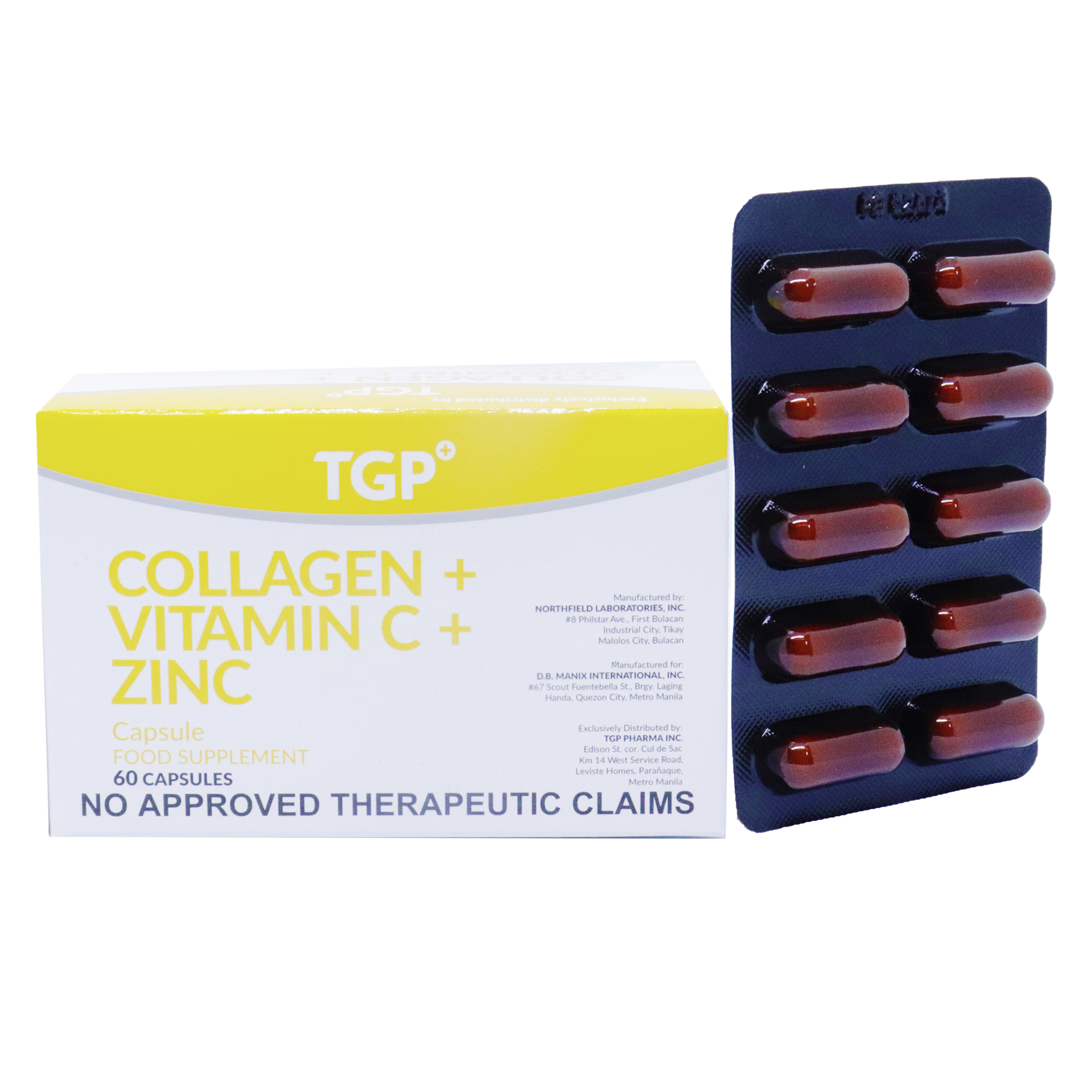 Tgp Collagen Vitamin C Zinc Capsules Mg Capsules Box