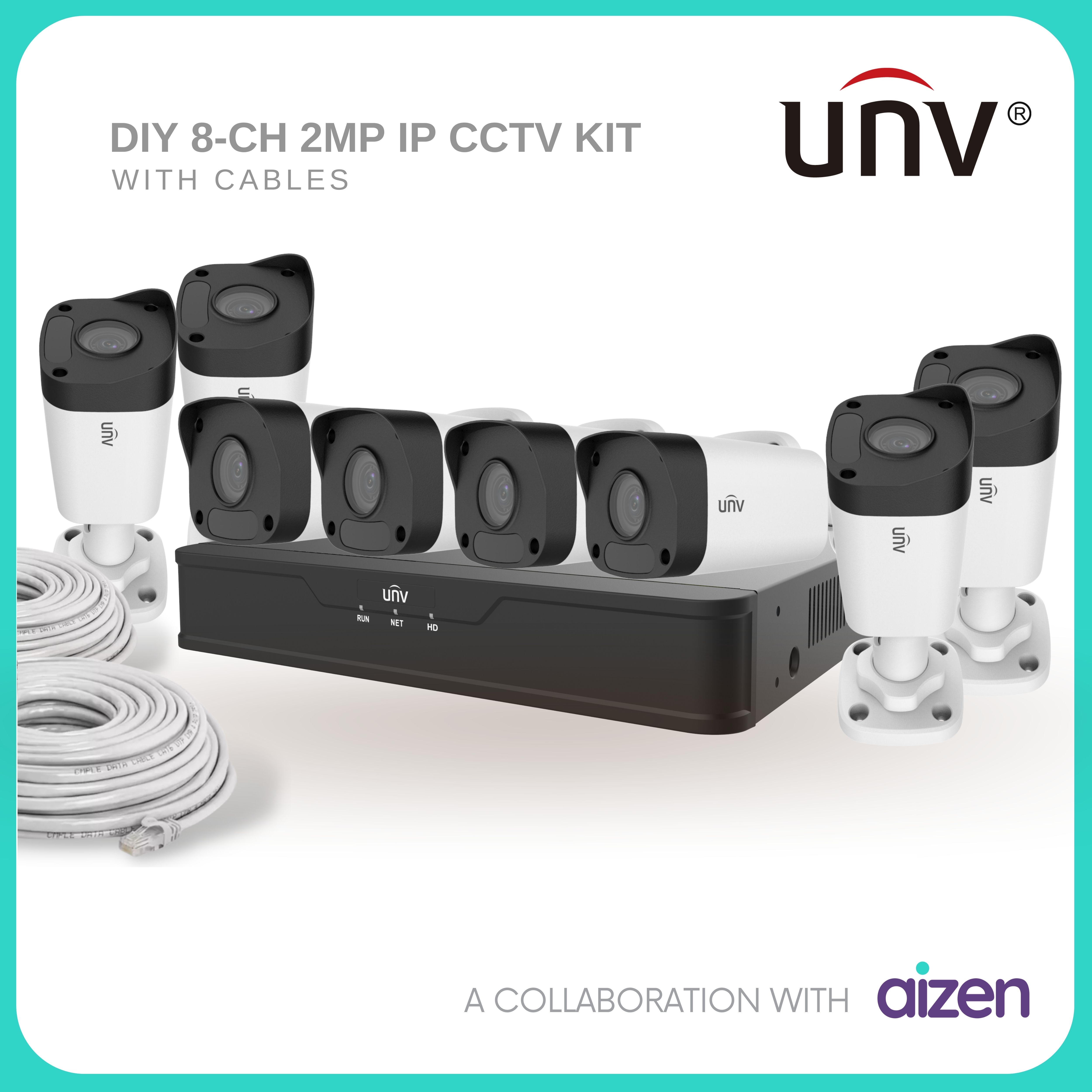 UNV DIY 2MP 4 CH 8 CH Non PoE CCTV KIT Complete CCTV System With 2MP