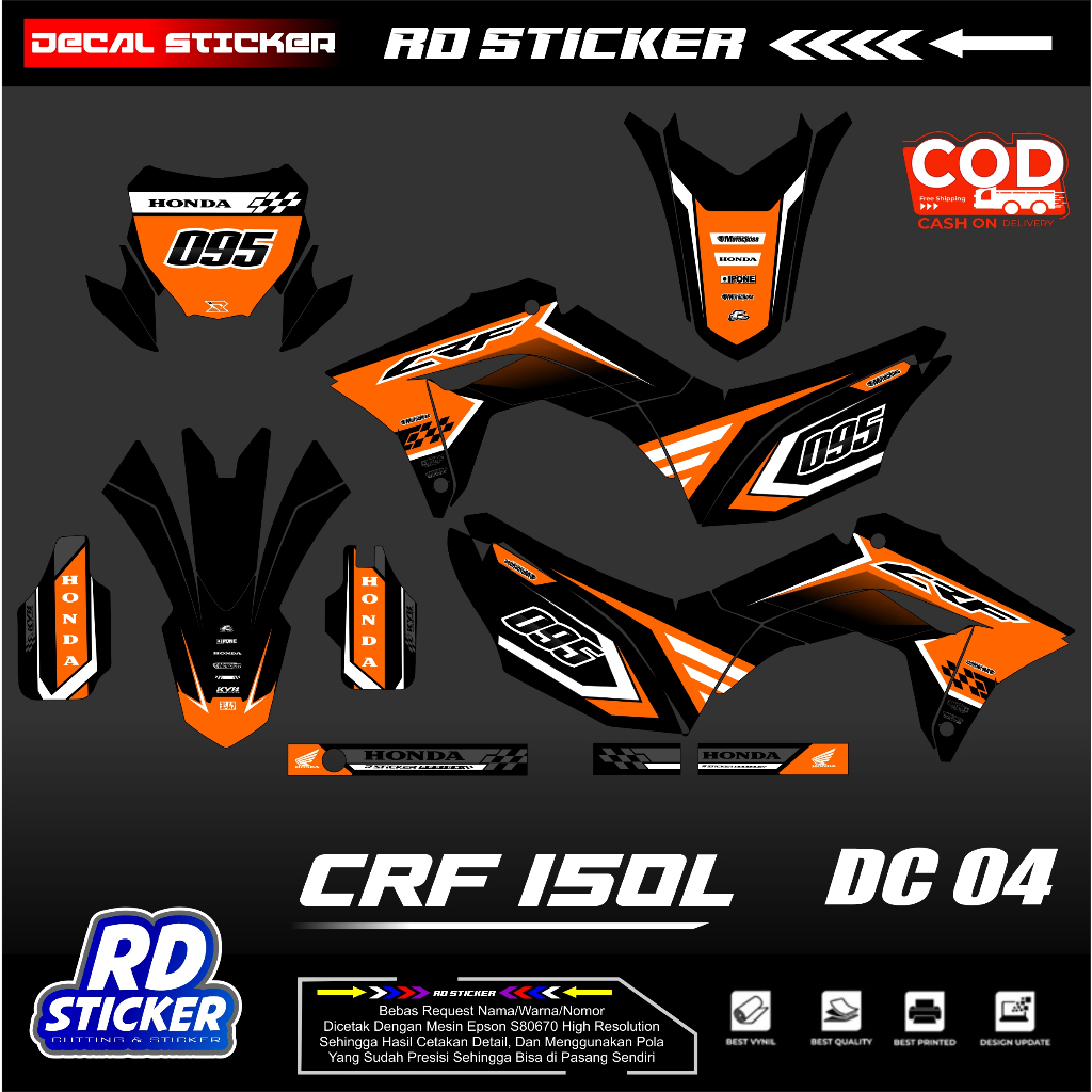 New Sticker Decal Crf L Desain Baru Bebas Custom Super Glosy