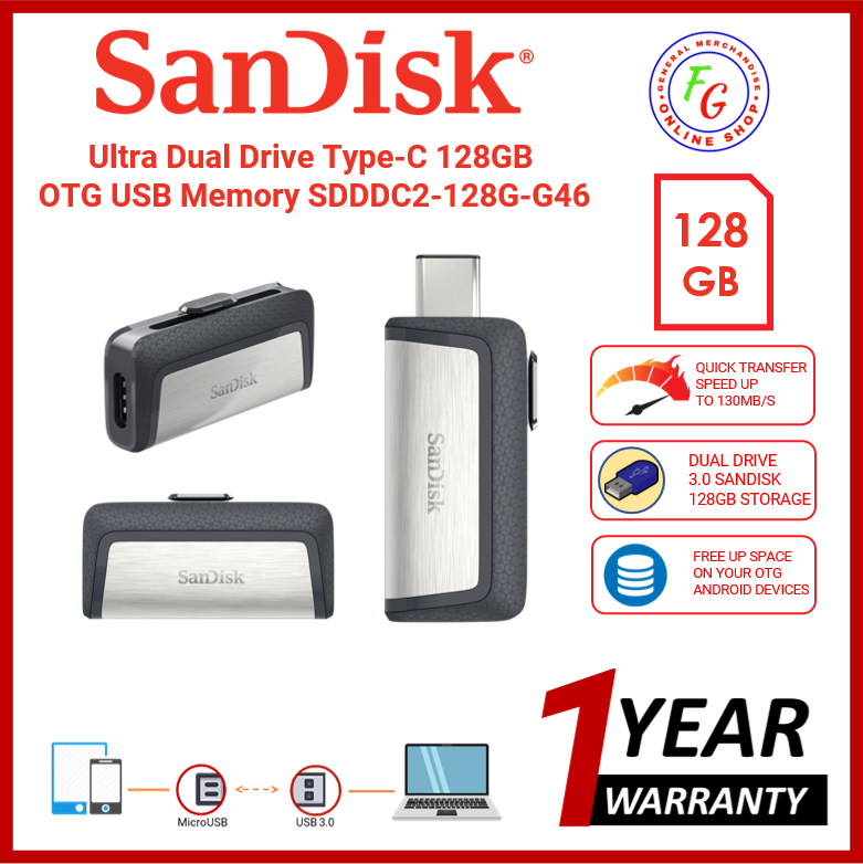 SanDisk Ultra Dual Drive Type C 32GB 64GB 128GB 256GB OTG USB Memory