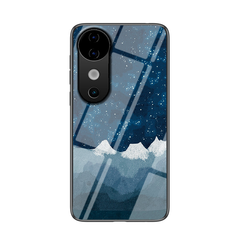 For Vivo V40 Pro Case Couple Starry Moon Mirror Glass Protector Meteor Start For Vivo V40 Pro Back cover Phone Cases