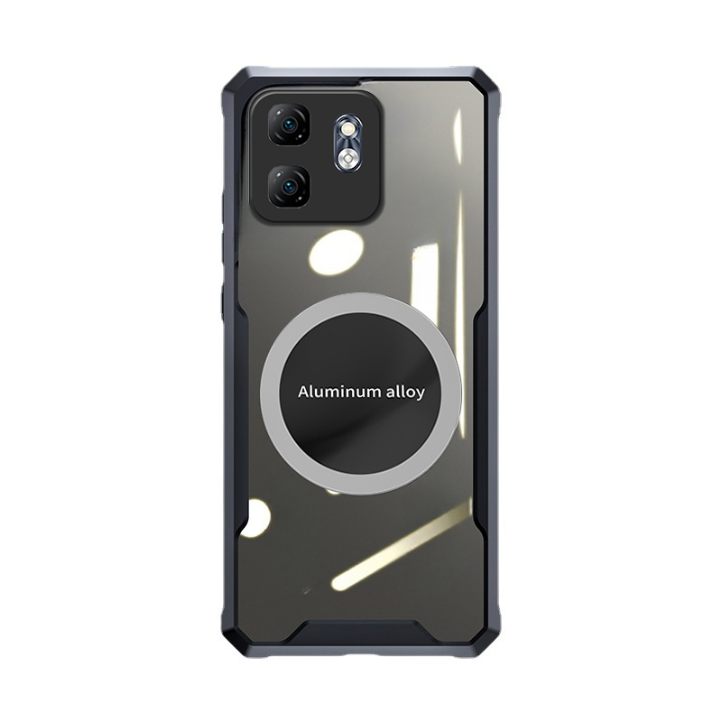 For infinix Hot 50i Case Hard Clear Transparent Shockproof Car Holder Adsorb Hollow Out Ring For infinix Hot 50i Back cover Phone Cases