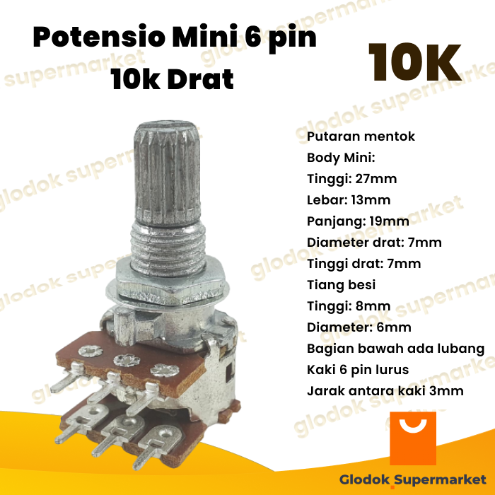 Potensio Mini 6 Pin 10k Drat Stereo Kaki 3 3 Lurus Potentio Meter 103