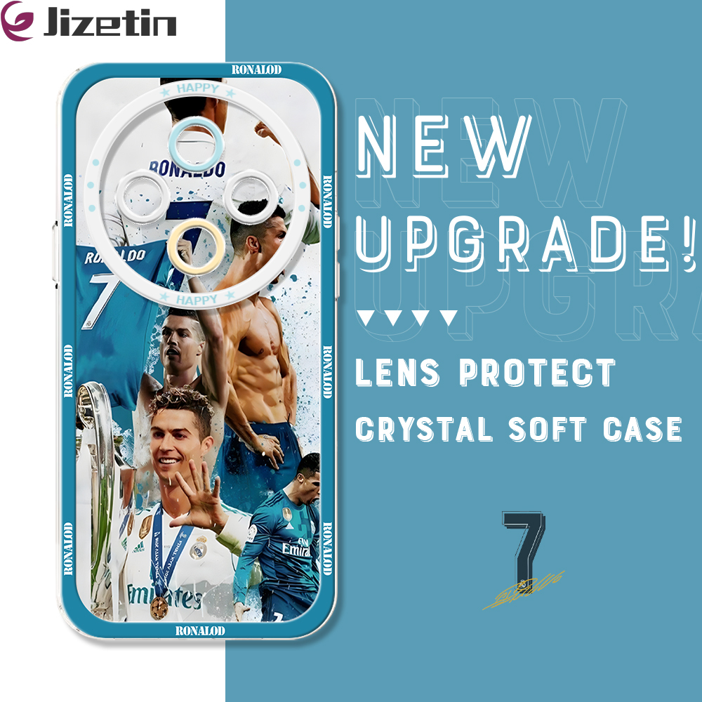 Jizetin for Redmi 14C Back Cover Crystal Transparent Ronaldo Star Soft Full Camera Cover Protection Phone Cases