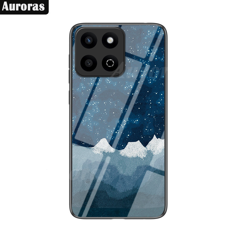 For Honor 200 Smart Phone Case Tempered Glass Protector Rainbow Gradient Fantasy Starry Glass Colorful Cover for Honor 200 Smart Cover Casing HP