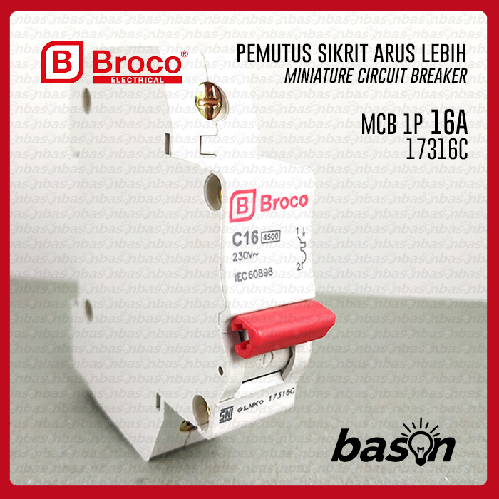 BROCO MCB 16A 1P 17316C SNI Pemutus Sirkit Arus Lebih Lazada