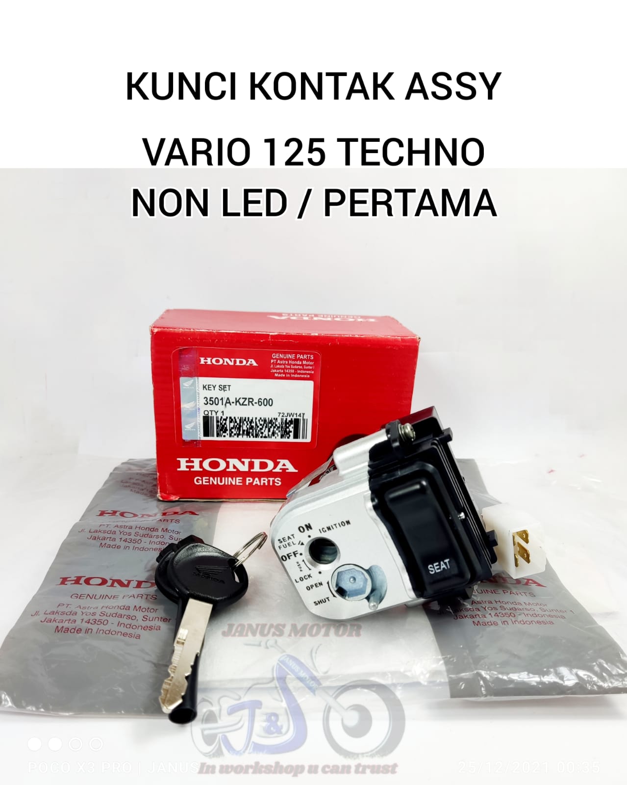 Kunci Kontak Set Vario Techno Old Pertama Original Honda Kzr