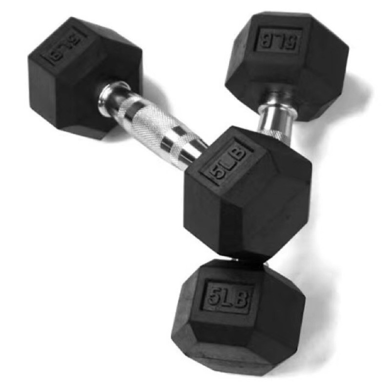 Rubberized Hex Hexagon Dumbbell 5LBS 15LBS With Metal Handle PER