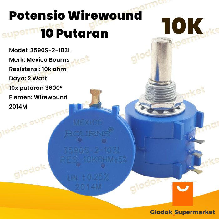 Potensio Wirewound Putaran K Bourns Multiturn Presisi Lazada