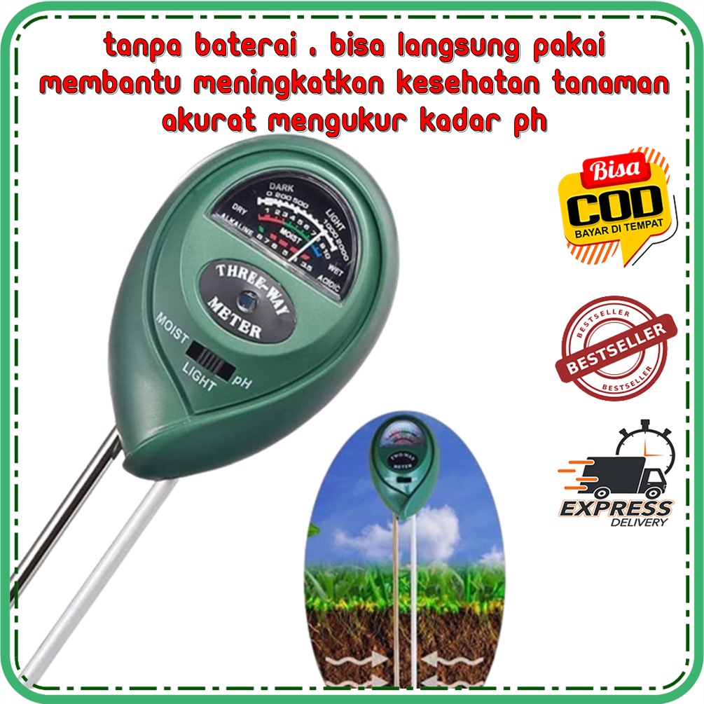 Soil Analyzer 3 Moisture In NAJAH PH Light Meter Tanah Tester Alat