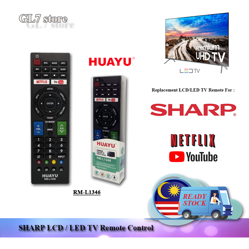 SHARP LCD LED SMART TV REMOTE CONTROL UNIVERSAL HUAYU RM L1346 L1346V