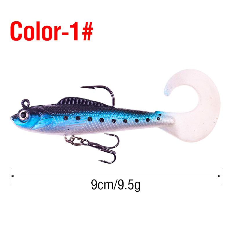 1Pcs 9cm 9 5g Slow Sinking Minnow Soft Curly Wobblers Bait 3D Eyes