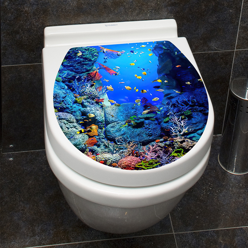 1pcs 3D Toilet Seat Wall Sticker Art Wallpaper Bathroom Decals Self-adhesive Removable Toilet Lid Sticker Home Decor Accessories