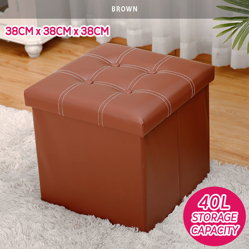 𝗦𝗣𝗔𝗖𝗘 𝗠𝗔𝗫𝗜𝗠𝗜𝗭𝗘 2 In 1 Foldable PU Leather Storage Stool Chair Ottoman