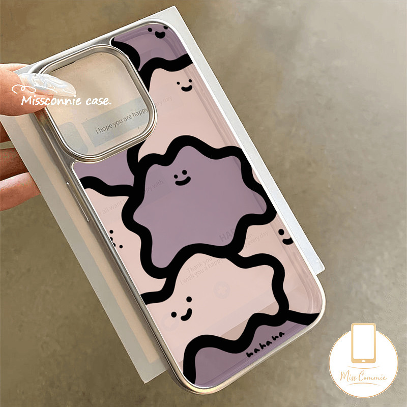 Luxury Cute Case Compatible for IPhone 11 13 12 15 14 Pro Max 7Plus XR X XS Max 14 15 7 8 Plus SE 2020 Smile Purple Cloud Fashion Pearl Bracelet
