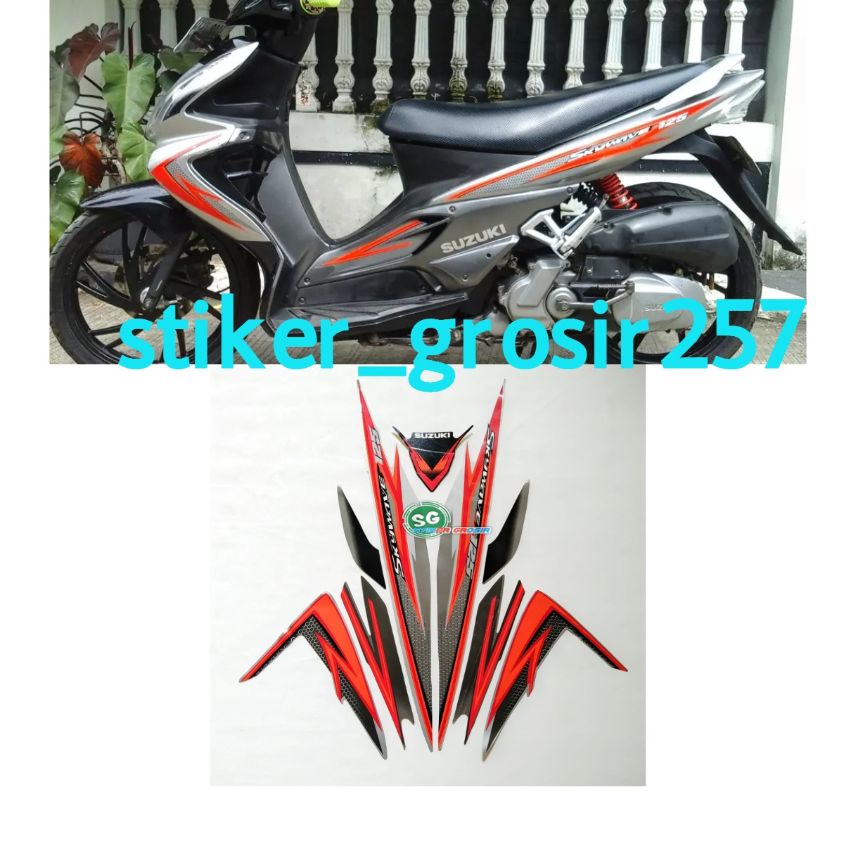 STIKER STRIPING LES LIS BODI MOTOR SUZUKI SKYWAVE 125 2008 2009 SILVER