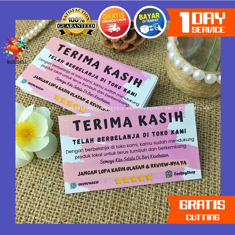 Tkc Custom Kartu Ucapan Terima Kasih Olshop Thank You Card