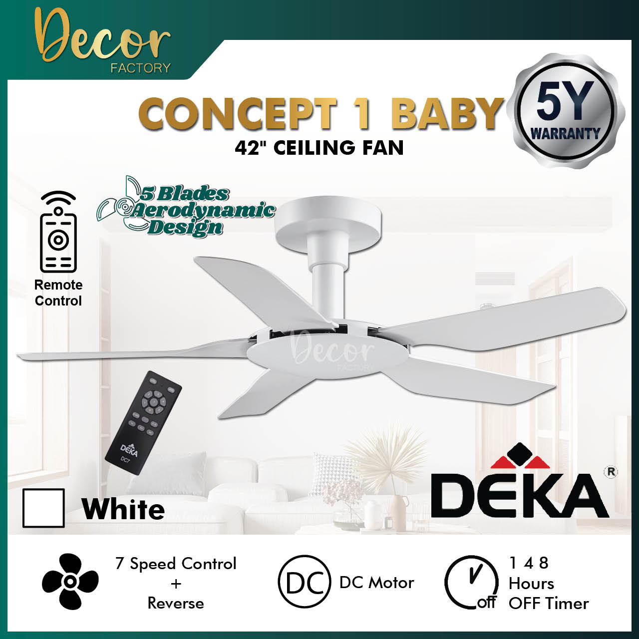 Deka Concept Series Deka Fan Ceiling Fan Dc Motor Remote Control